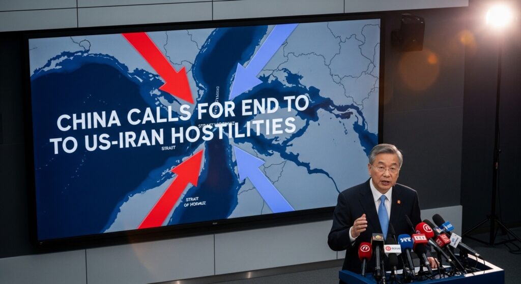 China calls for diplomatic solution to US-Iran tensions amid Strait of Hormuz crisis affecting global oil shipping route and energy security
