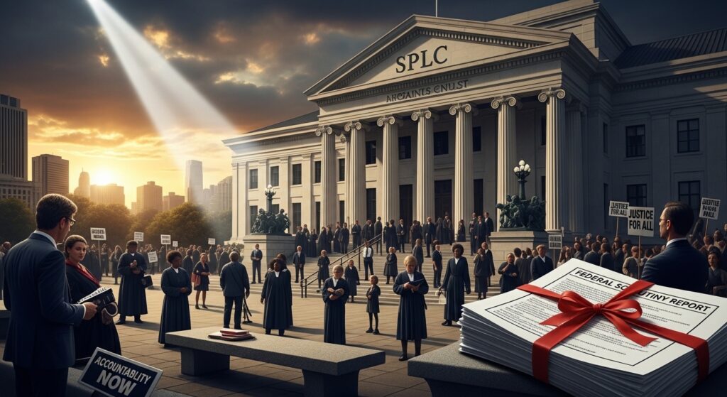 Acting Attorney General criticizing the Southern Poverty Law Center (SPLC) over allegations of financial misconduct and controversial operations involving extremist groups.