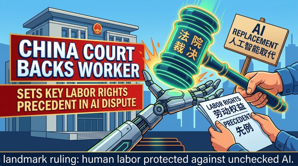 China AI news, AI job dispute, labor rights China, Hangzhou court ruling, automation jobs, AI layoffs, worker rights, China tech policy, artificial intelligence law, employment law China