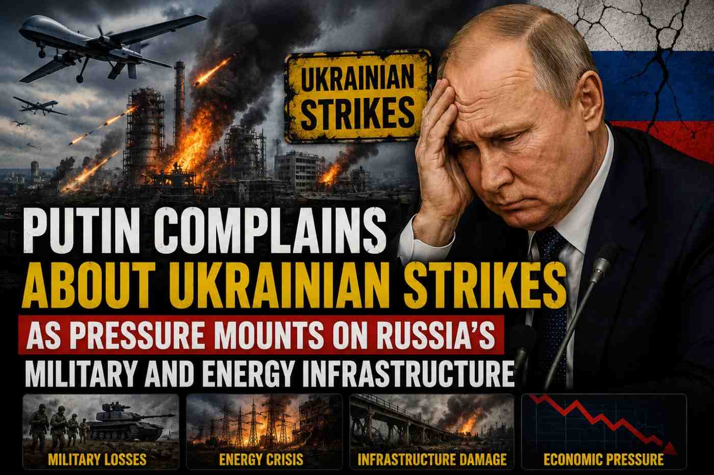 Russian President Vladimir Putin speaking during a meeting while discussing Ukrainian strikes on military and energy infrastructure