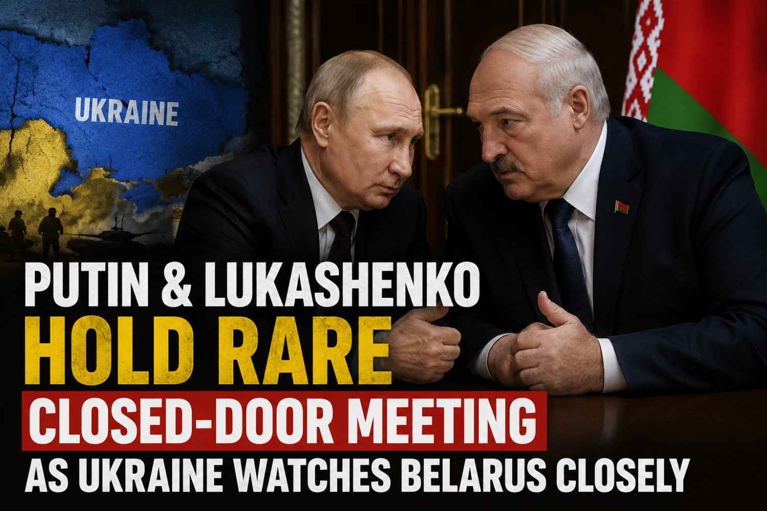 Russian President Vladimir Putin and Belarusian President Alexander Lukashenko during a private meeting amid rising tensions over the Ukraine war.