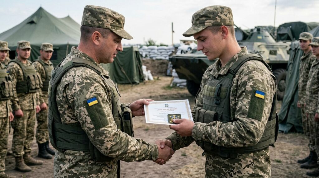 Ukrainian soldiers during frontline operations as Ukraine introduces a new combat bonus system for military personnel