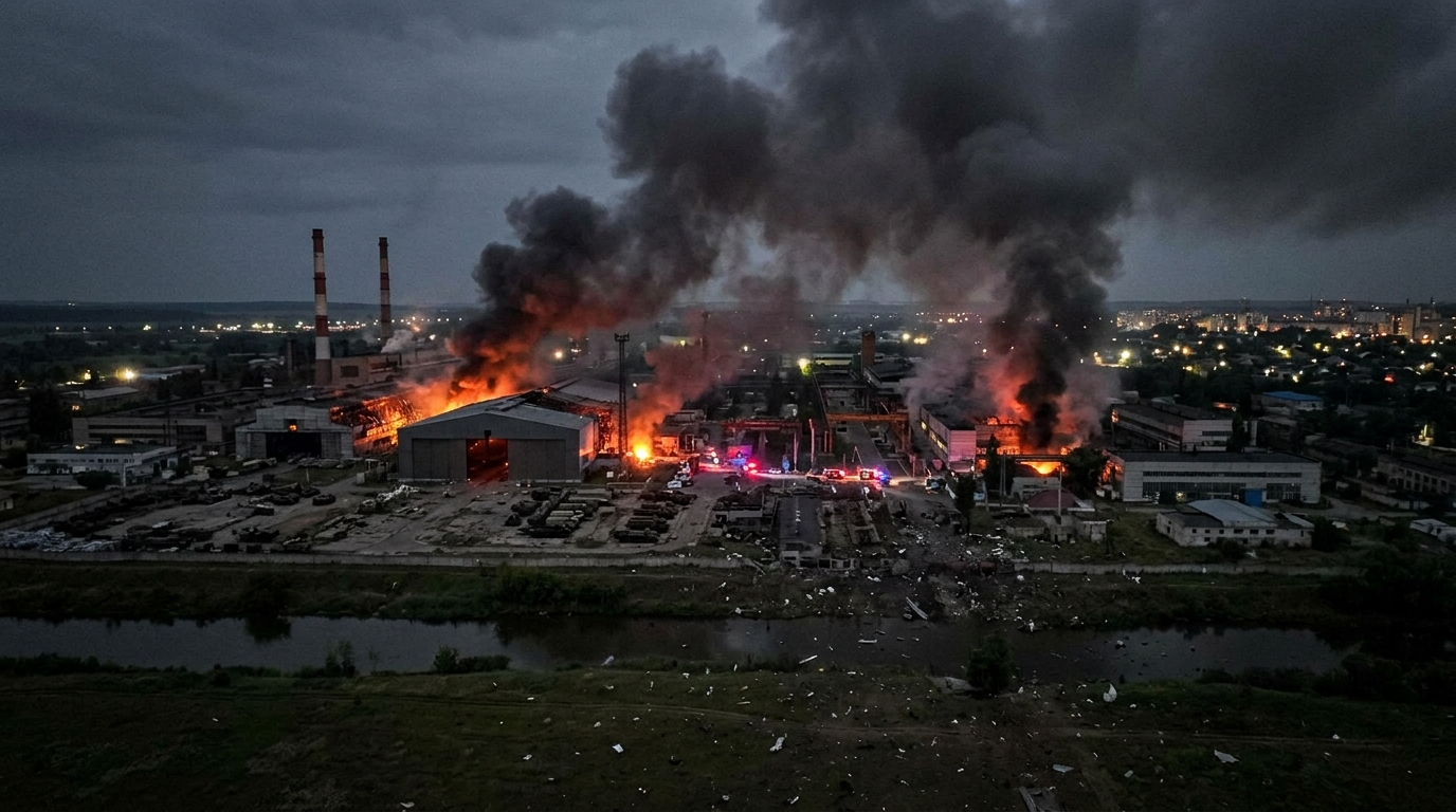 Ukrainian long-range drones targeting Russian defense industry facilities during a record wave of strikes in June 2026.